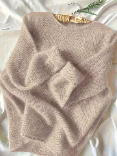 Einfarbiger Lässig Pullover