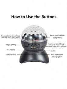 1pc LED Wireless RGB Rotating Projection Lamp, KTV Colorful Lamp, RGB Stage Strobe Light, Rechargeable Crystal Ball Lamp, Outdoor Speaker Christmas Stage Light, Disco Ball Party Light - Multicolor - View 10