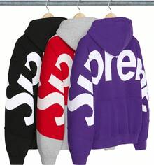 Supreme Big Logo Jacquard Hooded Sweatshirt | Premium Heavyweight Crossgrain Fleece Hoodie | Authentic Streetwear Pullover Outerwear Black - 黑色連帽衫 - 查看 3