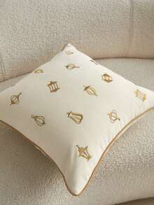 Capa de almofada bordada em veludo cotelê com estampa de lanterna e calêndula em 3D, ideal para decoração de sala de estar, quarto, carro, festas e diversos ambientes. (1 peça)