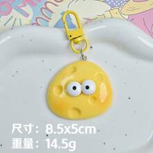 Cute Large Eyes Cheese Keychain, Fun Realistic Cheese Pendant, Adorable Backpack Charm, Unique Gift For Students, Couples & Best Friends - Móc khóa phô mai vàng số 1 - Xem 8