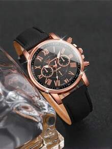 14pcs Women's Watch PU Leather Fashion Simple Three Eye Roman Scale Dial Quartz Watch Set Wristwatch Party Wedding Gift Beach Vacation Valentine Gift