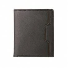 Cartera para Hombre Cartera Corta Simple Ranura paraúltiples Tarjetas Patrón de Lichi Costura Horizontal Cartera de Cuero - Azul oscuro [firme] - Ver 18