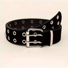 1pc PU Women's Belt Square Buckle Fashion Versatile Accessory Women's Leather Belt - 黑色 - 查看 5