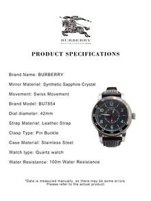 Burberry Utilitarian GMT Swiss Black Leather Men's Watch - Black - View 3