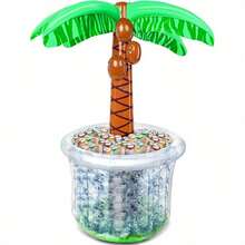 72 Inch Inflatable Palm Tree Cooler, Beach Theme Decor, Pool Party Decoration, Hawaiian Birthday Party Supplies, Tropical Ocean Jungle Summer Outdoor Beverage Cooler - 彩色 - 查看 13