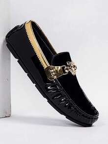 2026Men's Loafers, Casual Driving Shoes, Soft Leather, Soft Sole, Versatile Slip-On Shoes, Comfortable And Easy-To-Match Flat Shoes - 黑色 - 查看 1