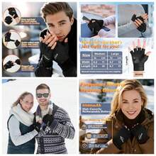 - Guantes calefactados de invierno para hombres y mujeres, guantes elctricos sin dedos con de carga dual para escribir conduccin - M + negro - - Ver 1