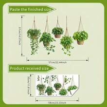 1pc Green Plant Hanging Basket Pattern Decoration Window Sticker, Potted Plant Static Adsorption Sticker, Hanging Green Plant Decoration Glass Sticker, Mobile Double-Sided PVC Reusable, Suitable For Home Glass Doors And Windows Decoration Sticker - Green - View 10