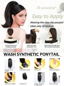 Ponytail Extension – 14" Claw Clip In Ponytail Hair Extensions Natural Soft Synthetic High Pony Tail Hairpieces For Women - Multicolor - View 9