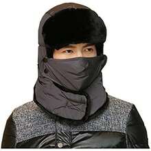 Hombres Mujeres Sombrero de Snowboard Invierno Grueso Caliente Cuello Oreja Cara Sombrero de Orejera Gorro de Cazador - Gris - Ver 2