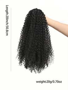 20 Inch Women's Drawstring Ponytail Wig - Heat Resistant Synthetic Wig, With Fixed Steel Fork And Breathable Design, Black Curly Wavy Ponytail, Suitable For Daily Use, Halloween - Black - View 3