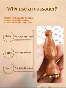 2pcs Solid Brass Face Massage Tools | Lotus Shaped Face Exfoliating Scrub, Eye And Face Acupressure Massager, For Skincare, Wooden Face Massager For Facial Beauty, Eye Massage, Acupressure And Skincare - Multicolor - View 6