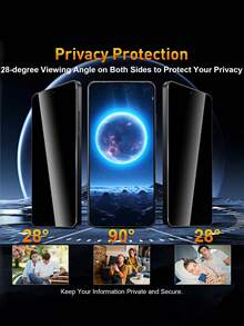 2片装防窥隐私钢化玻璃屏幕保护膜，兼容小米15t 14t 13t Poco C75 C65 C85 Redmi 14c 15c 13c A4 A5 4G 5G Note 13 14/兼容三星Galaxy A56 A55 A36 A35 A16 A26 A17 A07 S25 Ultra S24 FE，9H防爆防刮，防窥光滑油槽，适用于办公室/地铁等场所的防窥保护膜 - 黑色 - 查看 6