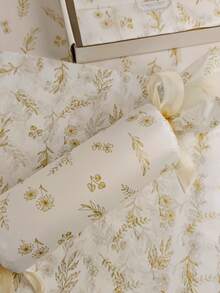 5/10/20/40PCS Thin Paper With Golden Plant And Flower Patterns, 20 * 14 Inch Gift Wrapping Paper, Suitable For Spring And Summer Weddings, Valentine's Day, Birthday Gift Packaging, Bouquet Packaging, Gift Bag Filling, And Party Gifts - Multicolor - View 3