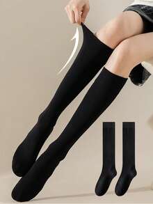 1/2/3 Pairs Women Solid Color Over-The-Knee Socks, White Thigh High Compression Stockings, Slimming Leg, Suitable For Dresses, Boots, Flats, Versatile For All Seasons - Multicolor - View 9
