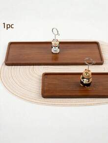 1pc Bamboo Tray, Wooden Tray, Coffee Table Tray With Legs, Vanity Tray, Suitable For Holding Food, Coffee, Snacks - Back To School Season - Brown - View 4