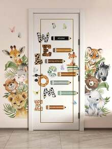 3片装 - 30厘米*90厘米/片 卡通动物欢迎墙贴，非常可爱，动物种类多样，适用于婴儿房、走廊、入口、卧室和客厅