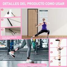 13 Pcs Kit de Pilates Kit de Barra de Pilates Portátil Unisex Kit de Pilates en casa Kit de Bandas de Resistencia con Barra para Entrenamientos de Cuerpo Completo - Rosa - Ver 3