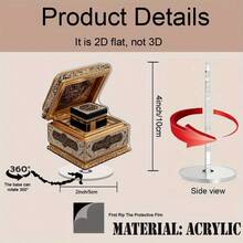 1个优雅金色亚克力桌面减压摆件，2D平面旋转盒，精致设计，适用于办公室放松和家居装饰，室内/室外均可使用，无需用电，办公放松配件 - 彩色 - 查看 6