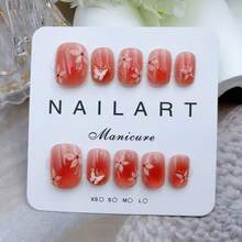 10片手工玫瑰红椭圆形美甲贴纸，香氛法式美甲风格，按压式美甲贴纸，适合新年、情人节、UV灯美甲、夏季、日常佩戴，优雅设计美甲用品 - 玫紅色 - 查看 12