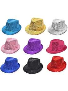 4件套70年代迪斯科表演道具：亮片帽、西部亮片毡帽、闪亮亮片帽、领带、领结、吊带套装、男女通用配饰套装、棒球帽、派对服装配饰套装（男士冬季头饰）