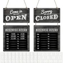 Business Hours Sign Store Hours Sign Hanging Open And Closed Signal Double Sided Wooden Business Hangable Decorative Welcome Boards With Time Digital Stickers And Hook Store Shop Black Board - Bảng đen - Xem 1