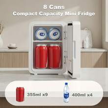 4L/6L Mini Fridge With Illuminated Mirror Door, Suitable For Chilling Cosmetics, Skincare And Beverages, For Bedroom, Office And Car Use, White - EU C Type Plug(220-240V) - View 7