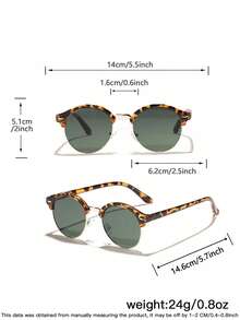 1 PC Women's Round Frame Metal Half-Frame,Fashionable Tortoiseshell Temple Arms Fashion Glasses For Party - Multicolor - View 11