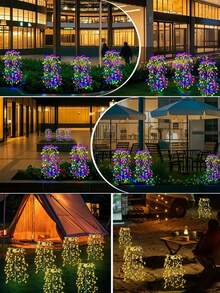 200/120LED Outdoor Solar Garden Lights (Firecracker Shape), Solar Powered, IP44 Waterproof, Suitable For Lawn, Yard, Garden, Path And Landscape Lighting Decoration - Multicolor - View 12