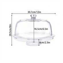6-In-1 Multifunctional Cake Stand With Dome Lid, Multi-Use Serving Plate For Cake, Fruit, Salad, Chips, Sauce And Dessert, All-In-One Tableware For Wedding Dessert Table & Home Party - Transparent - View 2