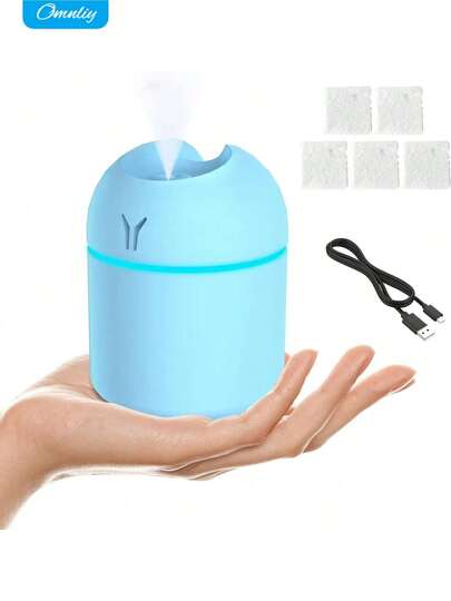 Portable Mini Humidifier, 250ML Small Humidifier, 3-In-1 Colorful Mini Humidifier + Night Light + Car Humidifier, Cool Mist Humidifier With Aroma Pads, USB Portable Humidifier For Travel
