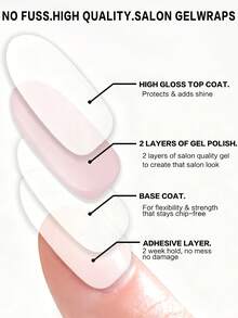 22pcs UV Free Gel Nail Wraps, Pink Gradient Glitter Gel Nail Strips, No UV Damage, Protects Natural Nails, Easy To Use, Perfect For Women's New Year Dates Or Home DIY Manicure Stickers Nail Supplies - Pink - View 10