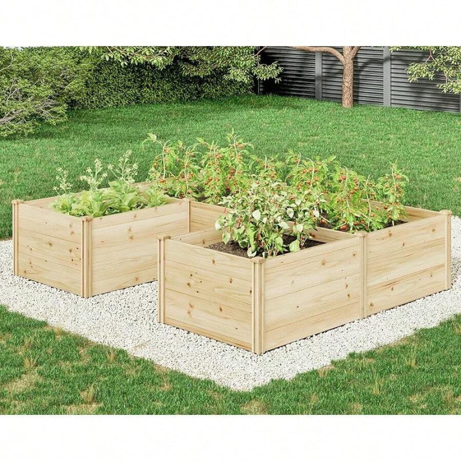 Outdoor Wooden U-Shaped Raised Garden Bed With 19.6" Depth Planter Box Deep Raised Planter Garden Bed For Vegetables Patio Garden Backyard Gardening Raised Planter Box - 7.5x6x1.6 英尺 - 查看 1