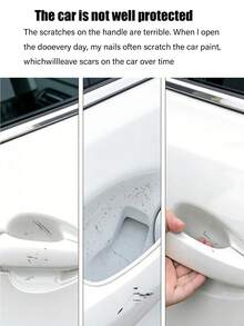 8pcs Carbon Fiber Acrylic Car Door Handle Stickers, Car Door Handle Scratch Protectors, Universal Auto Doors Handles Paint Guard Cover, Doors Handles Cup Protective Film For Cars, Non-Marking Auto Door Handle Protective Film, Waterproof, Durable, Easy-To-Install Protective Covers, Car Decorations, Universal For Most Car Handles