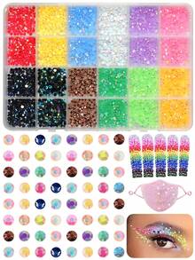 12 màu đá giả kim cương giả bằng nhựa dẻo, thích hợp để trang trí móng tay, đá phẳng dùng cho đồ thủ công DIY, quần áo, giày dép, bộ trang trí móng tay và trang điểm, vật liệu tranh đính kim cương, vật liệu làm móng, món quà tuyệt vời cho gia đình và bạn bè. - Nhiều màu - Xem 1