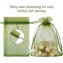 100/50/10个装水果保护袋，轻便耐用的绿色网状阻隔袋，带抽绳，适用于葡萄、草莓和园艺植物，防止昆虫和鸟类侵害，适合防治病虫害和种植水果蔬菜，也可用于存放化妆品、珠宝、糖果等。