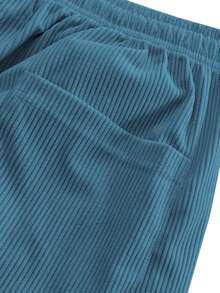 Hidkat Men's Corduroy Casual Sweatpants, Solid Color With Drawstring And Pockets, Soft And Comfortable Fabric, Suitable For Daily Casual Activities, Spring/Autumn Winter Sports - Blue - View 5