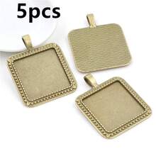 4 piezas de base de bisel de aleación de zinc de 25 mm para hacer joyas con colgante cuadrado en blanco, accesorios para manualidades - Ajuste de base de cabujón colgante - Ver 21