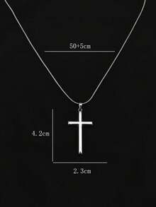 1pc French Fashion 18K Gold Plated Stainless Steel Hydraulic Cross Pendant Necklace, Unique Luxury Design, Versatile Accessory