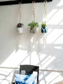 1个手工编织植物吊篮，带流苏，室内植物吊篮，悬挂式植物架，波西米亚风格悬挂式植物盆架（不含花盆），悬挂式花篮，波西米亚风格装饰/办公室装饰 - 彩色 - 查看 10
