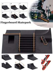 Fingertip Toys 6-In-1 Finger Skatepark With Finger Skateboard Kits Slope Slide Staircase Track Ramps (Finger Skateboarding Send At Random Color)