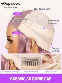 MEGALOOK Ash Purple Color 6x5 Pre Cut Lace Body Wave Wig 100% Human Hair - Transparent Invisible Lace Glueless Wig Pre Plucked Natural Hairline Put On & Go Easy Wear Beginner Friendly Purple Color Wigs - Natural Looking Daily Use Office Ready Corpse Bride Halloween Vibes Party Style Y2K Baddie Vacation Outfits Outdoor Cosplay Campus School Holiday Christmas Part Wedding Festival Ready Human Hair Wig - SLavender - View 9