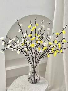 1/4/8 Caja(s) de Flores artificiales de flor de ciruelo amarillo, madreselva falsa de tallo largo de plástico, decoración para el hogar, hotel, oficina, boda, fiesta, jardín - Multicolor - Ver 6