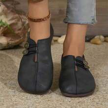 New Soft Bottom Flat Heel Loafers, Comfortable Versatile Slip-On Casual Grandma Shoes, European & American Style - 黑色 - 查看 11