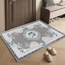 1pc Luxurious Elegant Floral Pattern Carpet. Velvet Surface Weighs Approx. 850g, Thickness Approx. 0.6cm. Durable, Anti-Slip, Easy To Clean Carpet. Available In Multiple Sizes. Suitable For Kitchen, Living Room, Dining Room, Bedroom, Balcony, Bathroom, Study And Other Scenarios. An Ideal Choice For Home Decor.