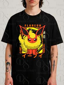 Pokémon Cartoon T-Shirt Unisex 100% Cotton New Release Shipping Various Colors!! - 黑色 - 查看 2