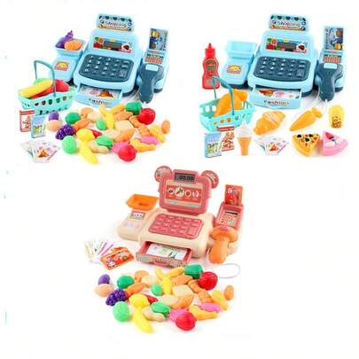 Children's Funny Dress-Up Toy Simulation Cash Register, Parent-Child Interactive Supermarket Cash Register Toy, Suitable For 3+ Years Old (Batteries Not Included)