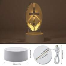 Jesus Statue Night Light, Acrylic Panel, Church Souvenir, Religious Home Decor, LED Desk Lamp, Bedroom Bedside Lamp, Creates Cozy Ambiance, Suitable As Christmas Or Birthday Gift - 彩色 - 查看 7