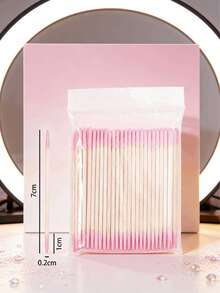 25/100/200/300/400/500/600/800/1000-Piece Pack Of Double-Ended Nail Polish Remover Cotton Swabs, Small Pointed Double-Ended Eyebrow And Makeup Cleaning Tools, Approximately 100 Pieces Per Pack, Can Be Used For Wiping, Nail Care Products, Nails, Nail Polish Remover, Nail Care Tools, Back-To-School Supplies, Press-On Nail Care Tools, Long Pointed Wooden Sticks, Used For Cleaning Fingertips And Applying Glue, Suitable For Touching Up Eyeliner, Eyeshadow, Lipstick, Nail Care, Etc. (Pink And White) - 粉色 - 查看 7